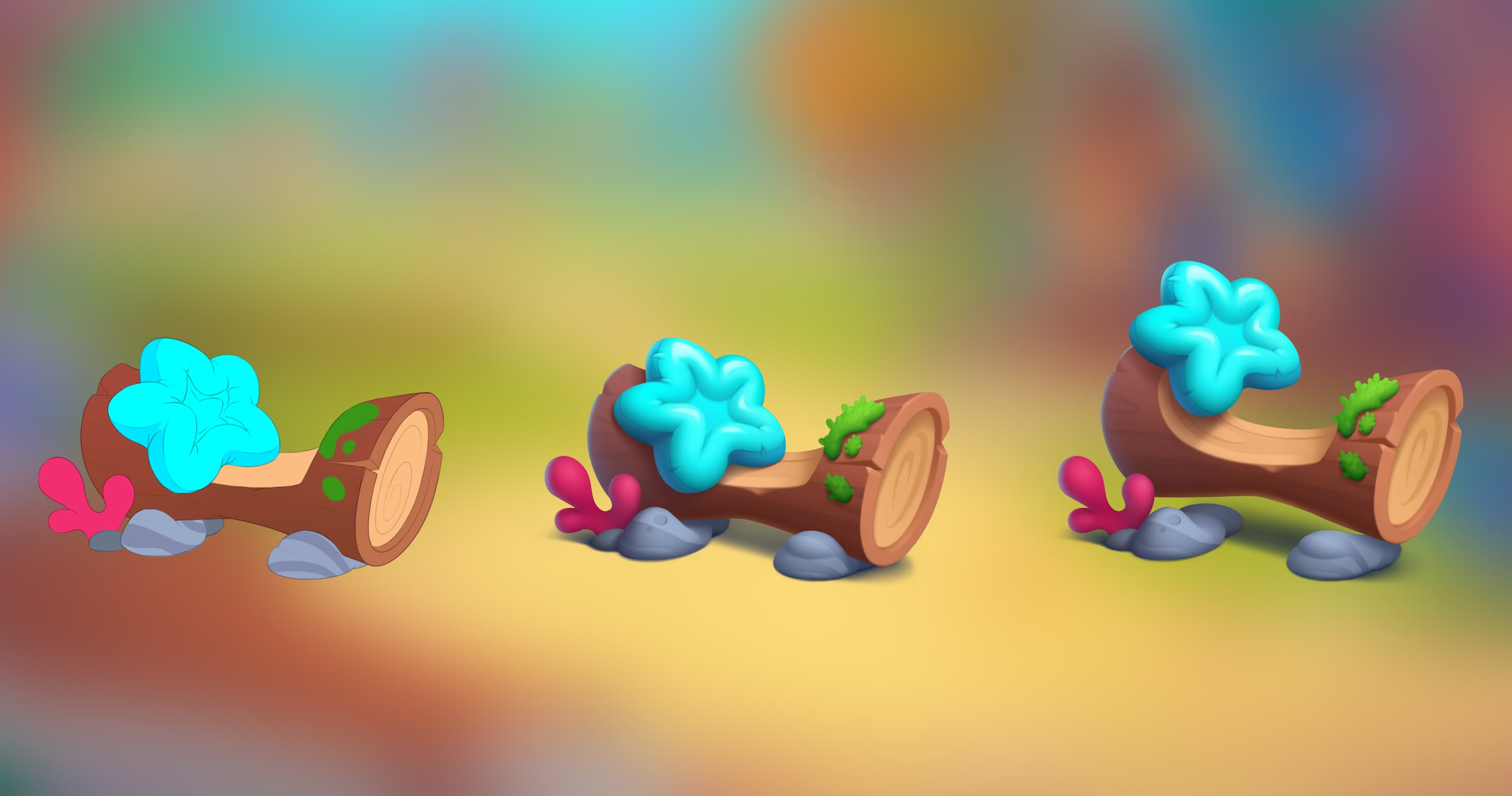 A bench made of stacked logs, concept and render.
